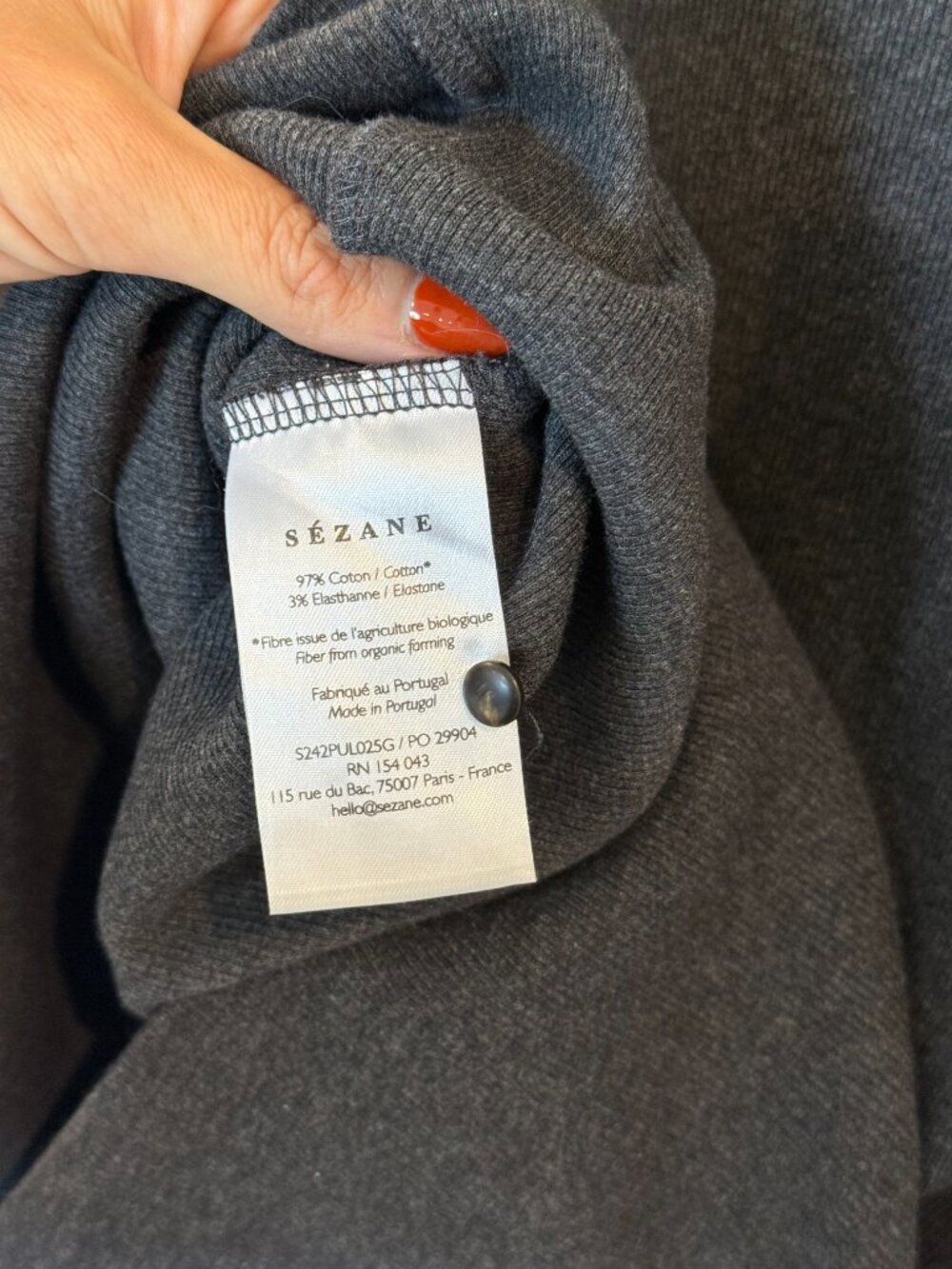 Sezane Felix Jumper Charcoal Grey - Size M - Picture 5 of 6